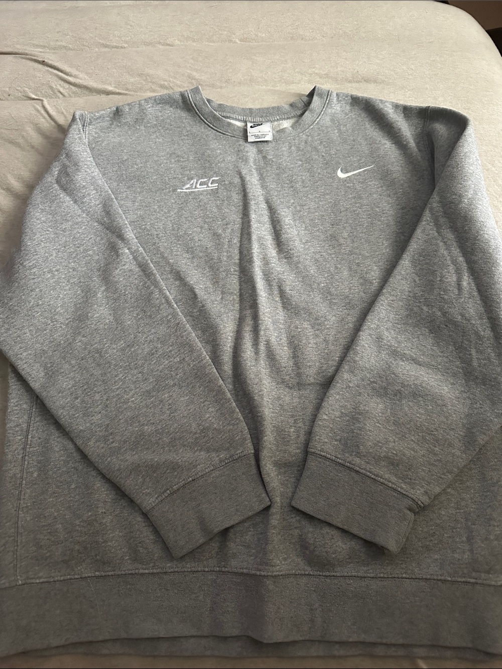 Nike Gray Crewneck Sweatshirt with ACC and Swoosh Logos